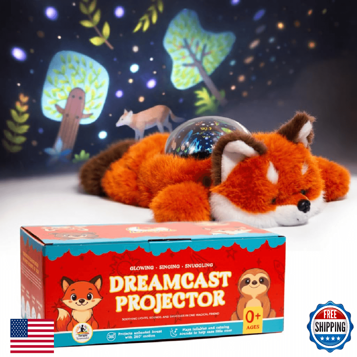Sound Sleepers Fox – Stuffed Animal Night Light & Baby Night Light Projector wit - Image 1