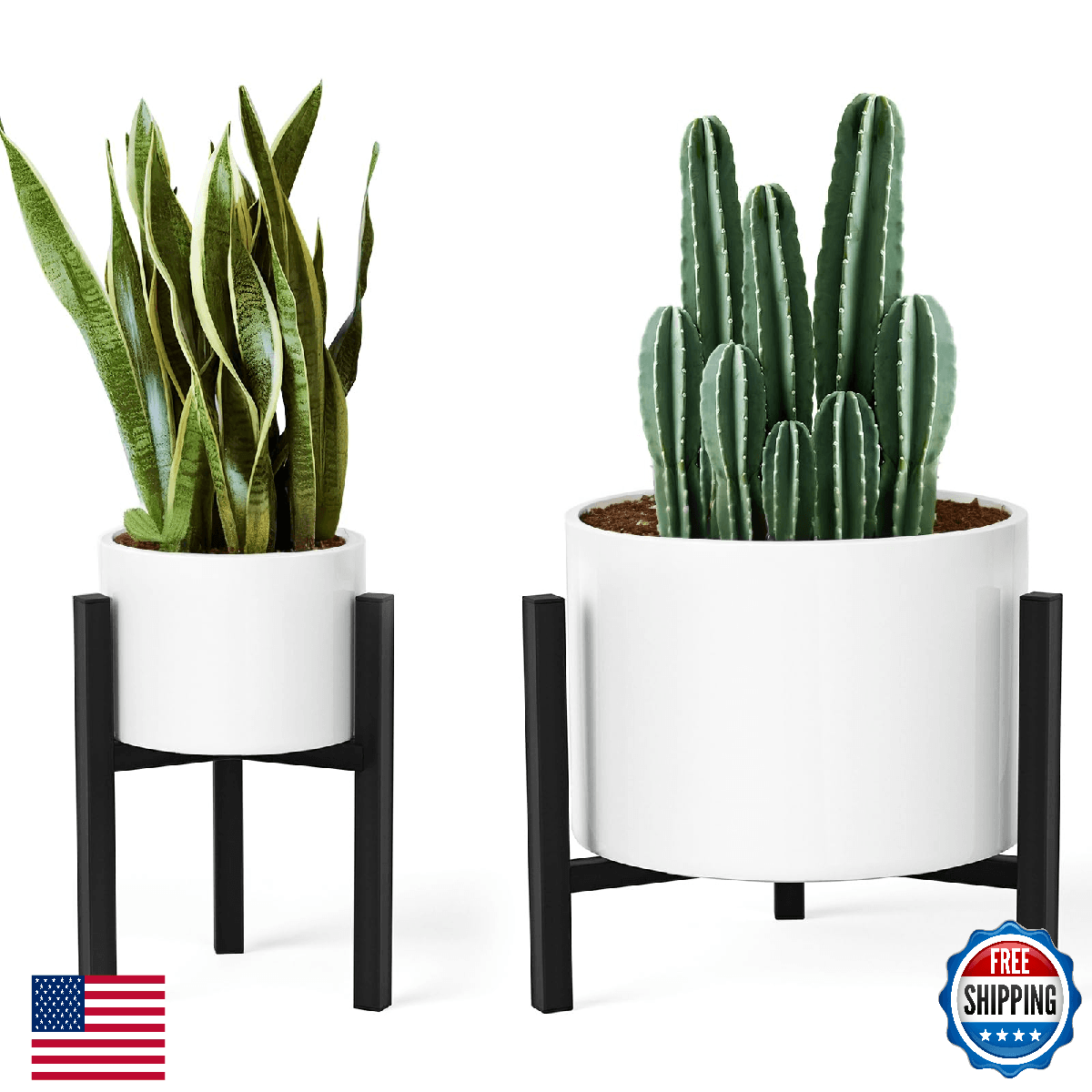 IZIDDO 2 Pack Adjustable Plant Stand Indoor Black Metal Planter Stands Outdoor M - Image 1