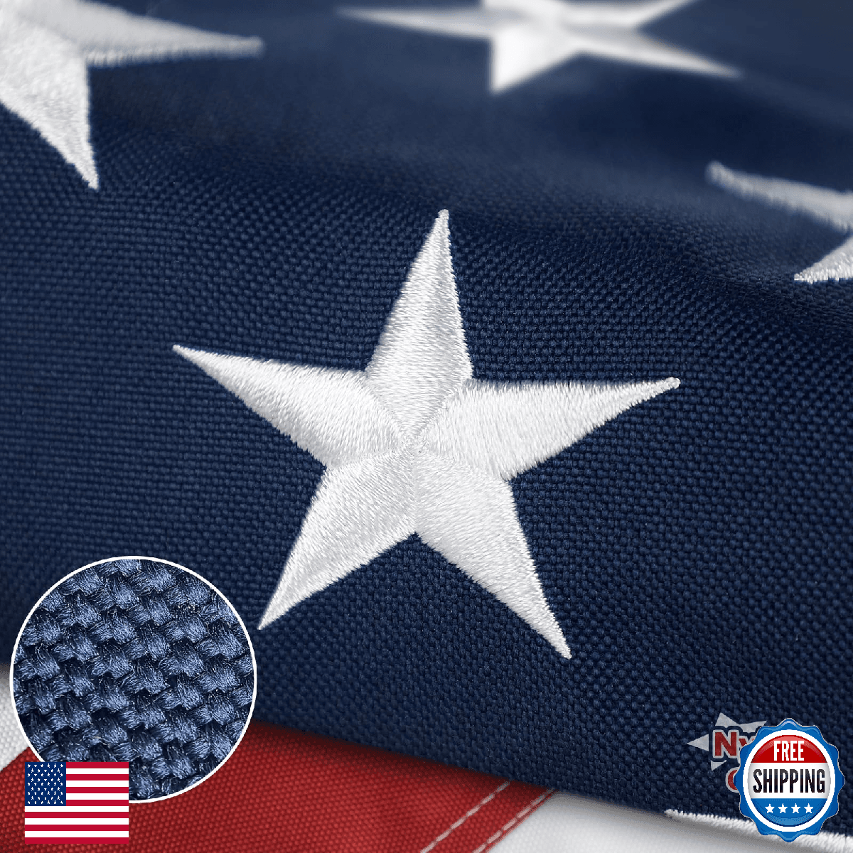 American Flag 3x5 FT Nylon Canvas Outdoor Heavy Duty US Flag Embroidered Stars B - Image 1
