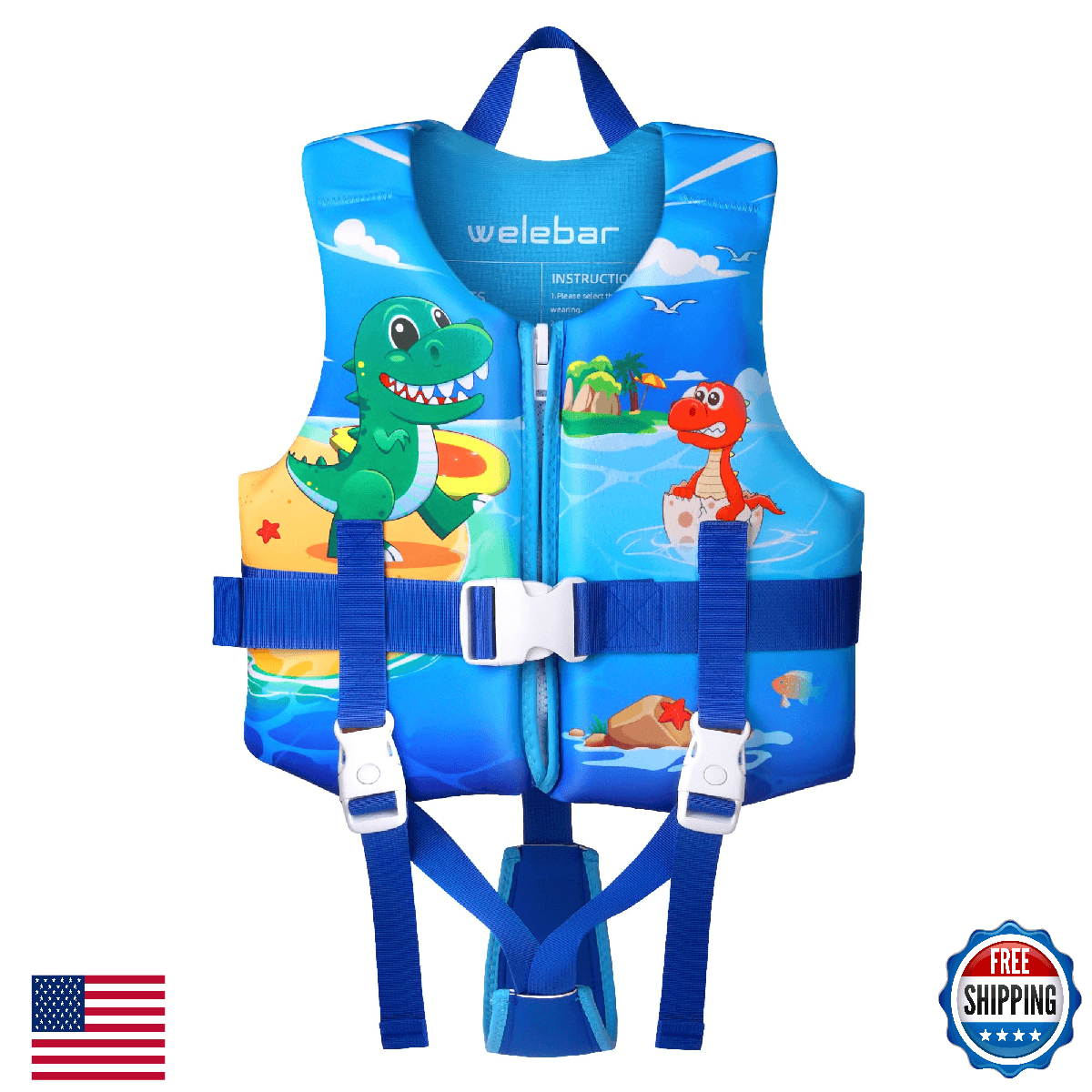Welebar Kids Swim Vest Toddler Float Adjustable Safety Strap learn to Swim NEW - Image 1