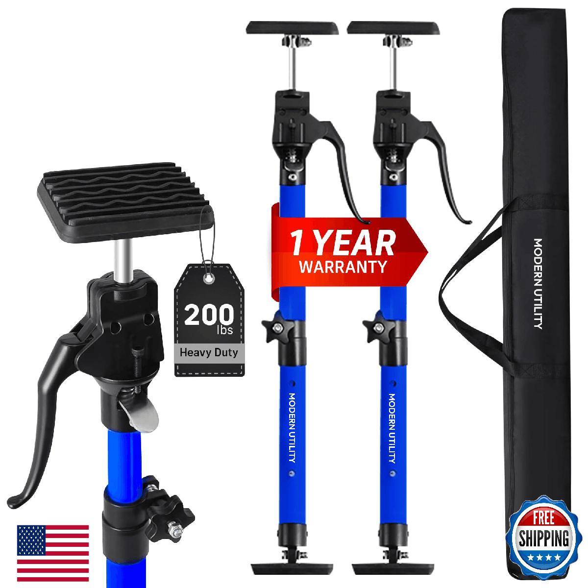 Adjustable Cabinet Jacks 2 Pack Heavy Duty 200lb Support Rod Ceiling Drywall Ins - Image 1