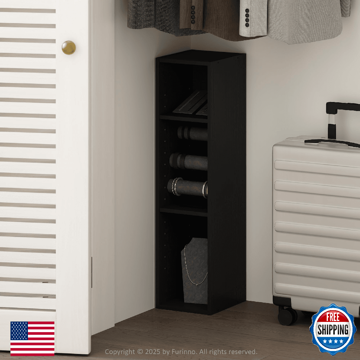 Furinno Reed 3-Tier Closet Organizers and Storage, Closet Organizer, Open Shelf - Image 1