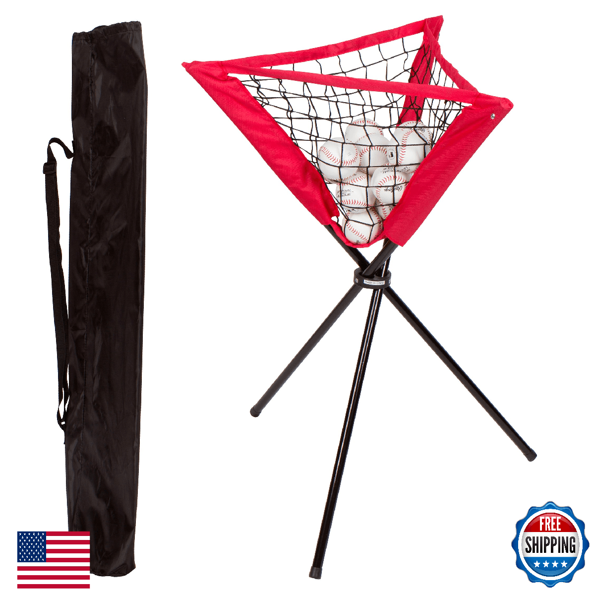 Trademark Innovations Portable Batting Ball Caddy Bag Baseball Softball Practice - Image 1
