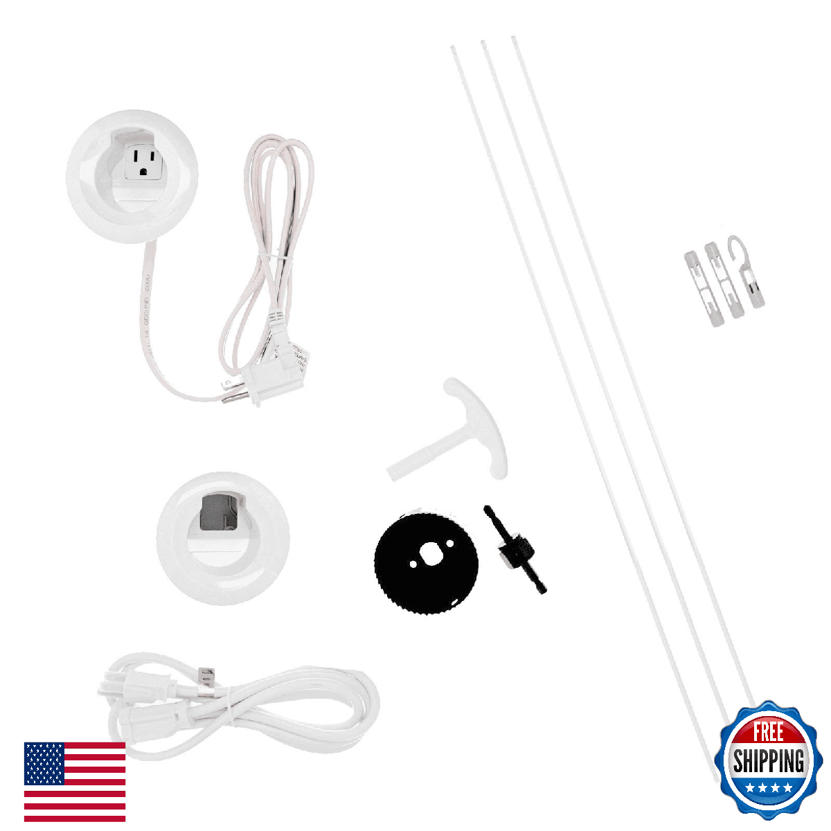 Legrand Wiremold CMK70 In-Wall TV Power Grommet Kit Cable Management Mount - Image 1