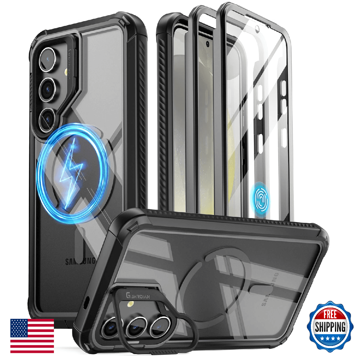 Poetic Guardian Case for Samsung S24+ 6.7" Built-in Stand & Screen Protector - Image 1