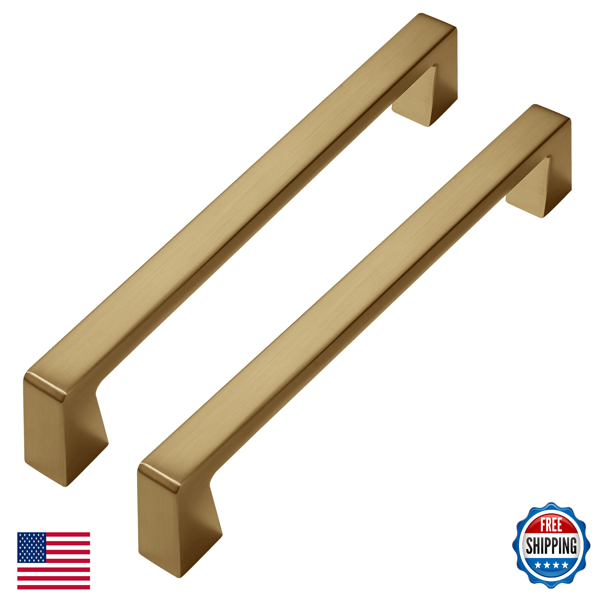 KHTUMEWARE 10 Pack Gold Cabinet Pulls Brushed Brass Drawer Handles 6.3" CC - Image 1