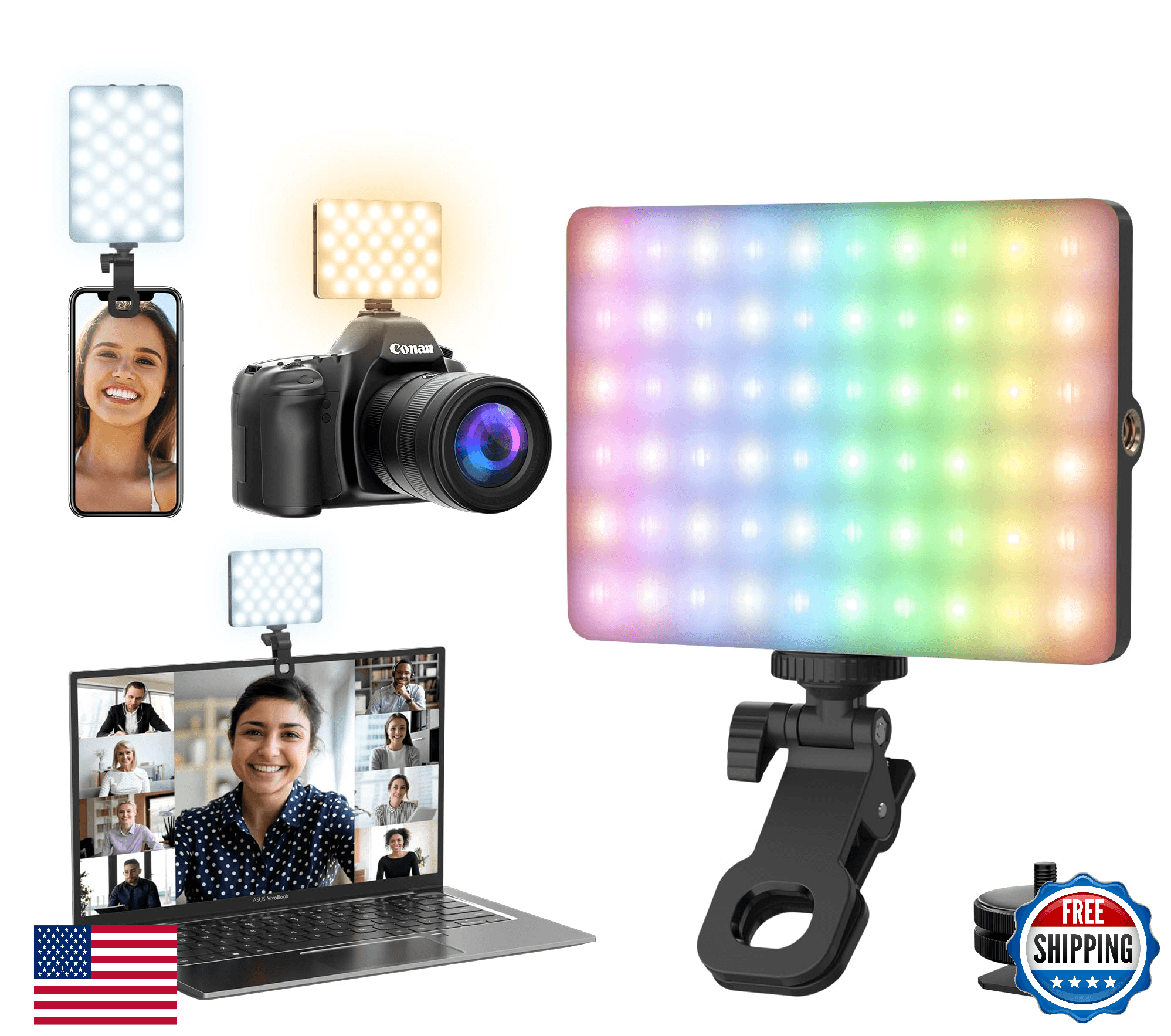 Youlisn RGB Selfie Light for Phone - 90 LED 360° Full Color, CRI 95+ Dimmable 25 - Image 1