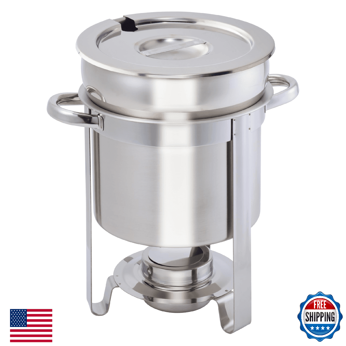 Winco 207 Stainless Steel Soup Warmer, 7-Quart, Medium - Image 1