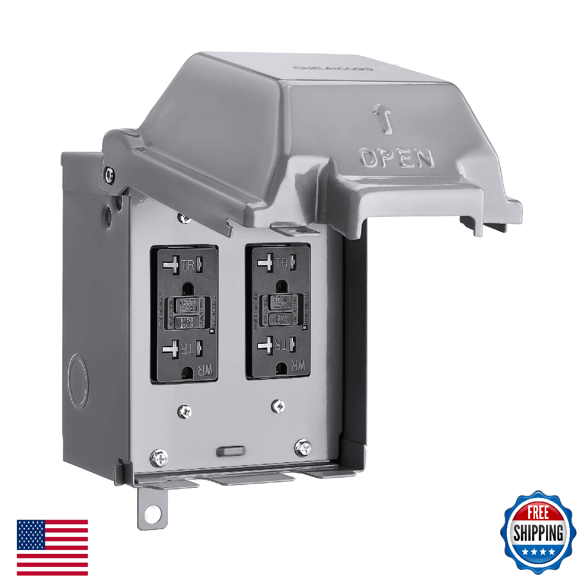 SURAIELEC Outdoor Electrical Box Waterproof, Dual 20 AMP WRTR GFCI Receptacles, - Image 1