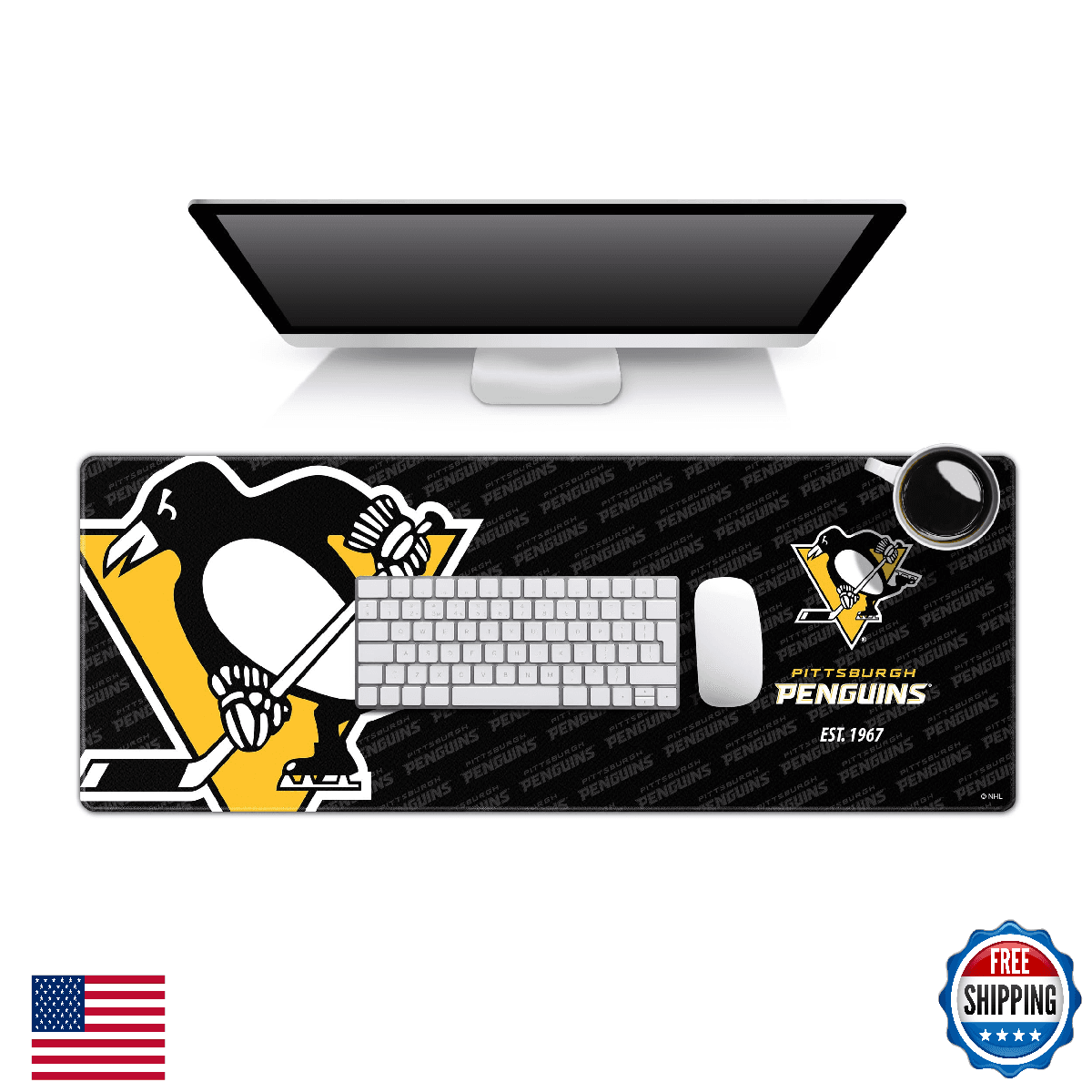 YouTheFan NHL Pittsburgh Penguins Logo Series Desk Pad SMU - Image 1