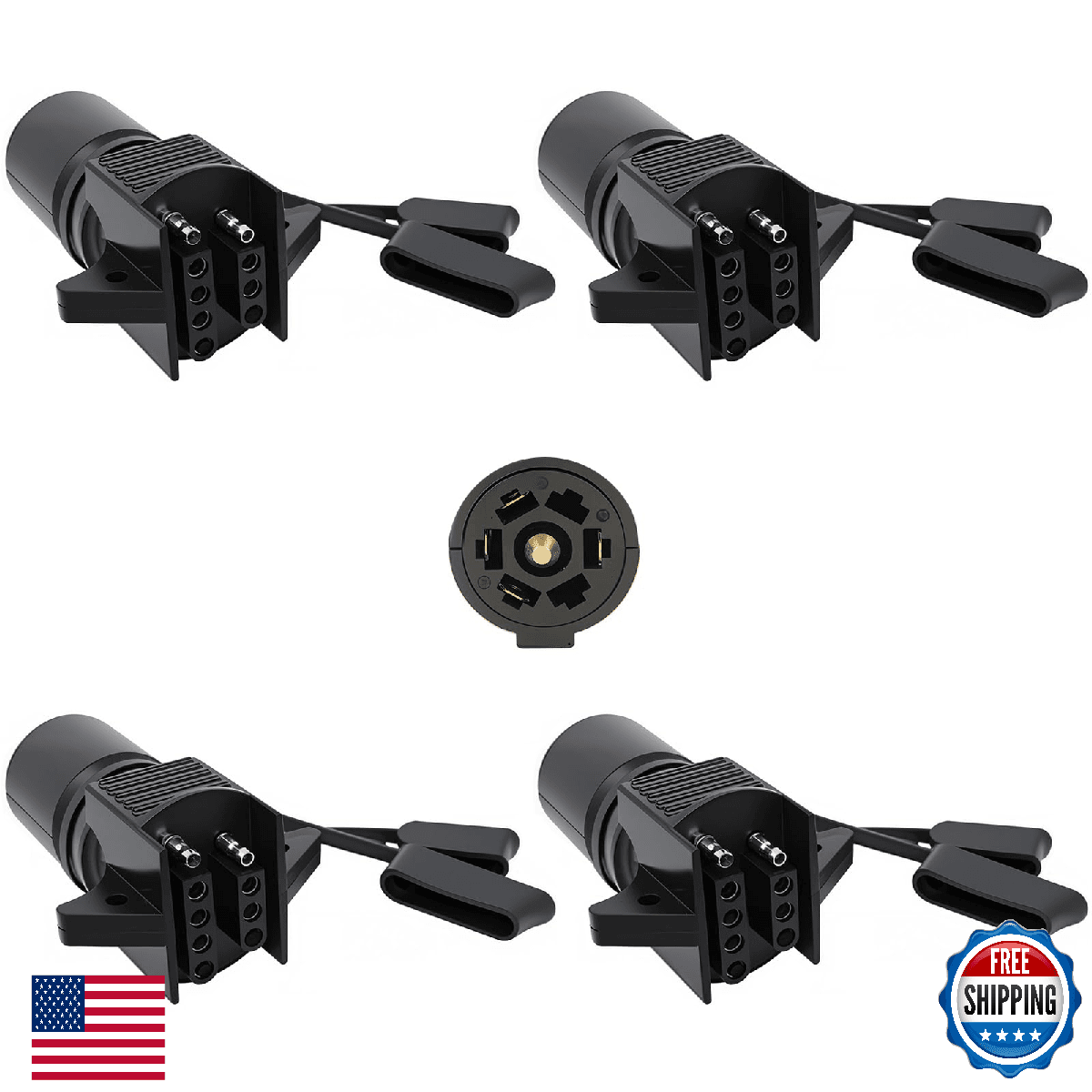 SUN 7 Pin to 4 & 5 Pin Trailer Light Adapter, 4 Pcs; 7 Way Blade - Image 1