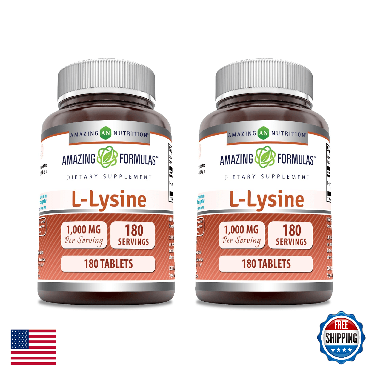 Amazing Formulas L-Lysine 1000mg Amino Acid Supplement Tablets Non-GMO Gluten-Fr - Image 1