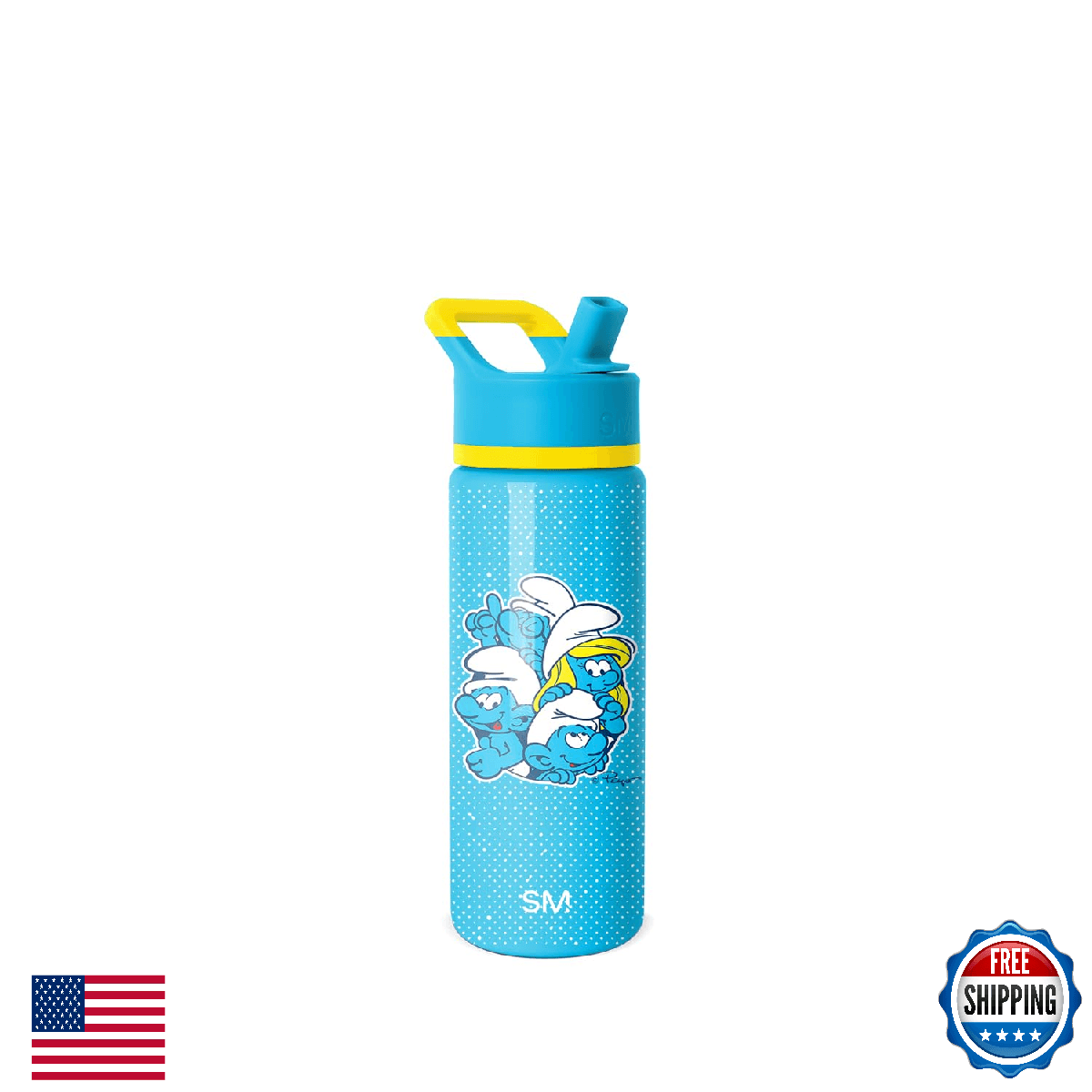 Simple Modern Kids Summit Water Bottle with Straw Lid | Smurfs 18oz Stainless St - Image 1