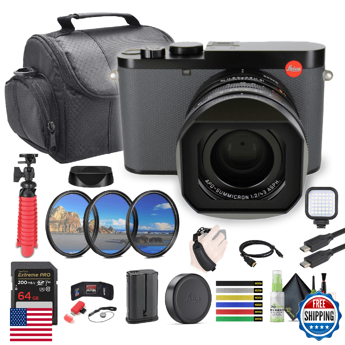Leica Q3 43 Digital Camera (19084) 60MP 8K Video + 64GB SD, Bag, Tripod - Image 1