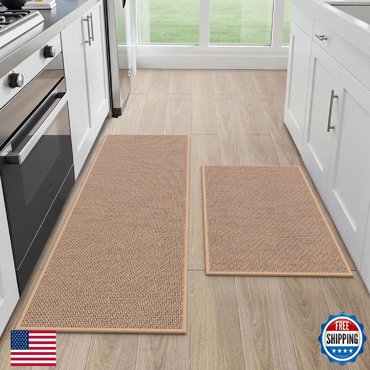 StepAura Kitchen Mats for Floor 2 Piece - Kitchen Rugs Non Slip Washable 20"x32" - Image 1