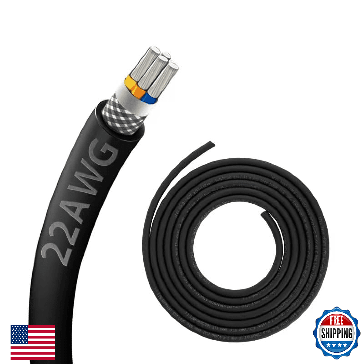 22AWG 22/4 4 Core Shielded Wire CNC Cable 100FT UL2464 Tinned Copper - Image 1