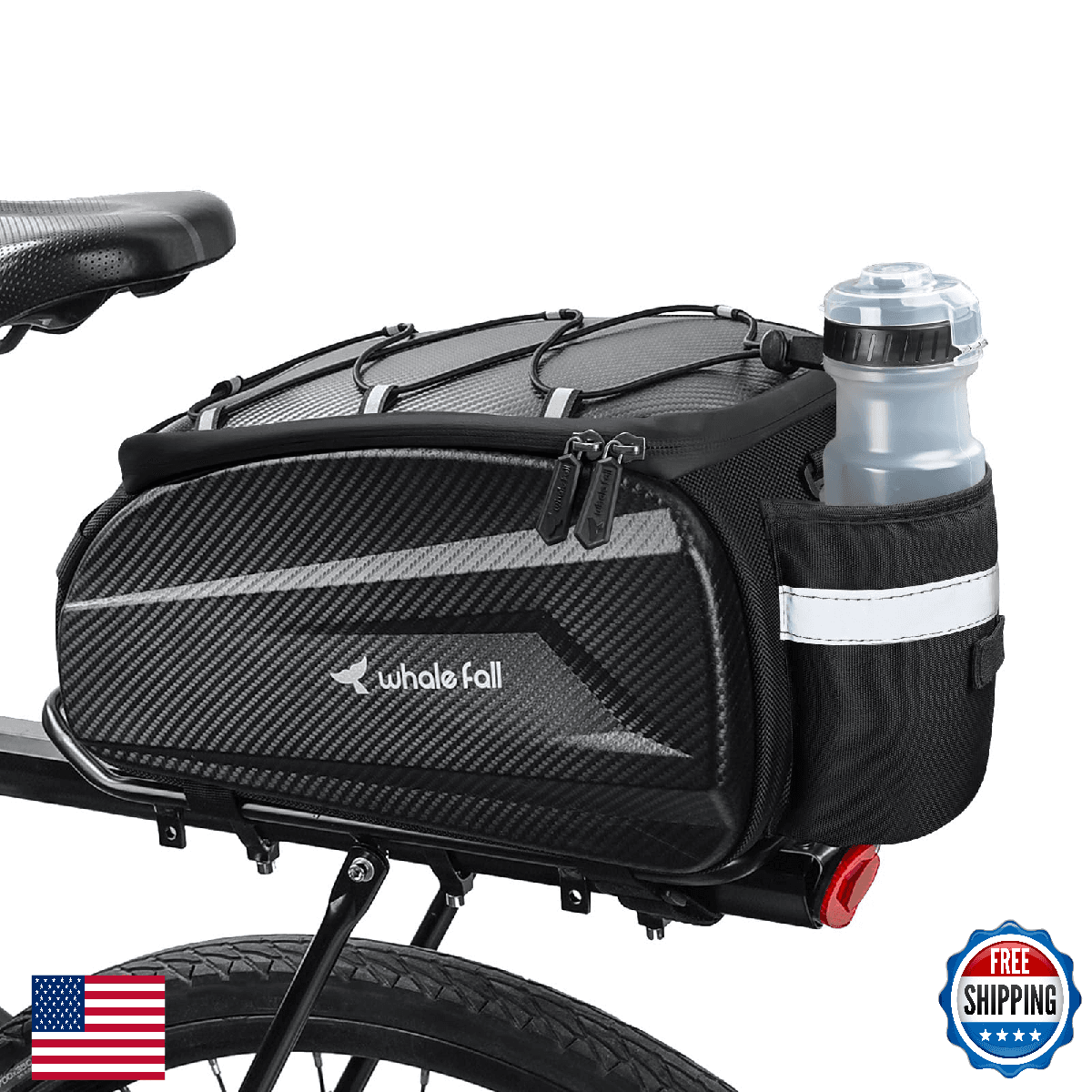 whale fall 10L Bike Rack Bag – Hard Shell Waterproof Rear Trunk Pannier, Saddle - Image 1