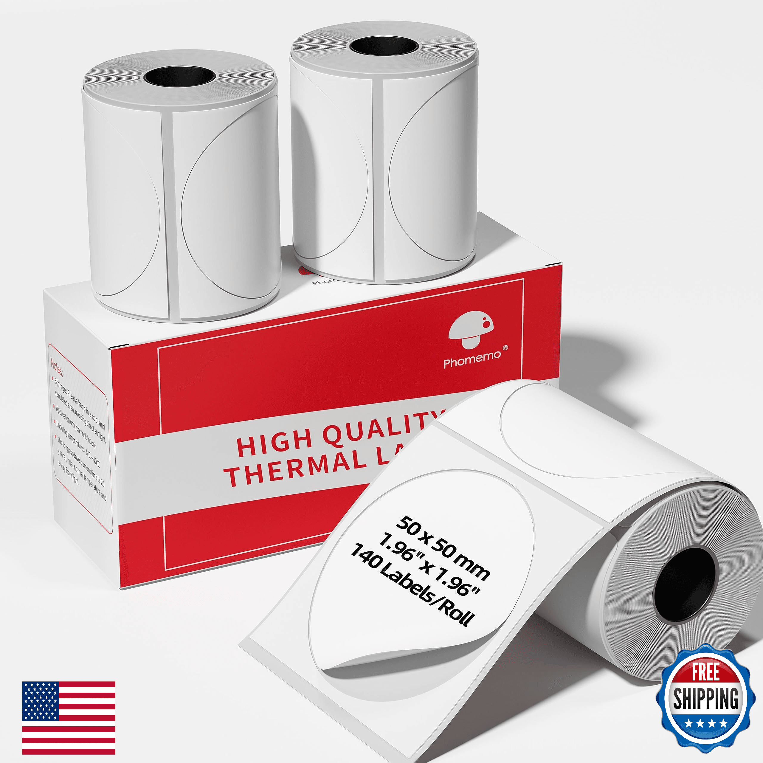 3 Roll Round Thermal Labels for Phomemo M110/M220/M100/M250 - Self-Adhesive - Image 1