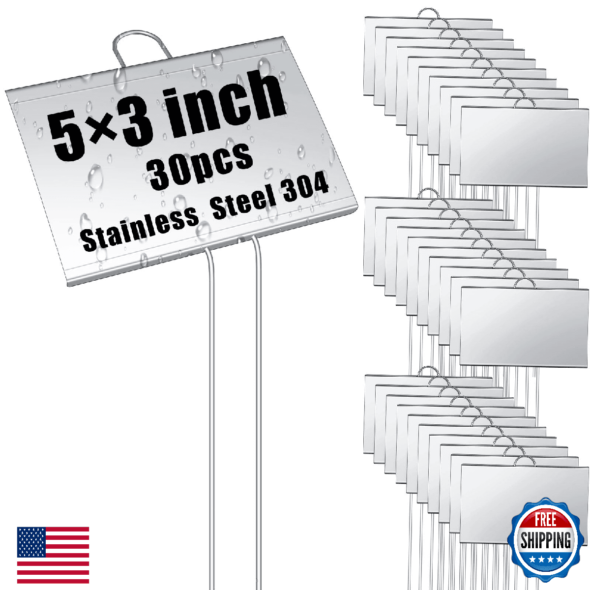 Landhoow 30 Pcs Large Garden Plant Markers Metal Plant Labels Sign 5'' x 3'' wit - Image 1