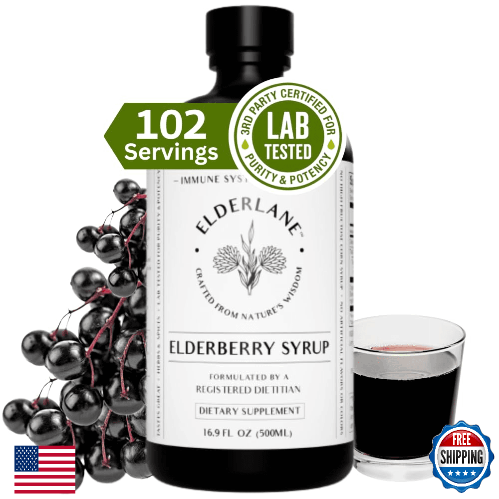 Elderlane Elderberry Syrup Immune Support for Kids & Adults - Organic, Lab-Teste - Image 1