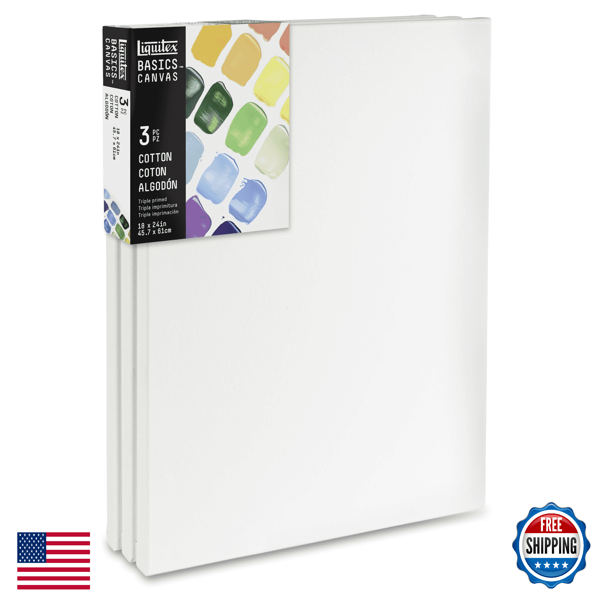 Liquitex BASICS Canvas 18x24" 3-Pack - Archival, Acid-Free Art Supplies - Image 1