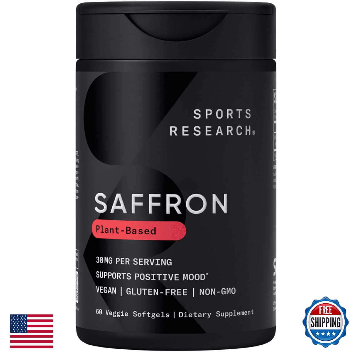 Sports Research® Pure Saffron Supplement, 30 mg - Mood & Stress Support - Made w - Image 1