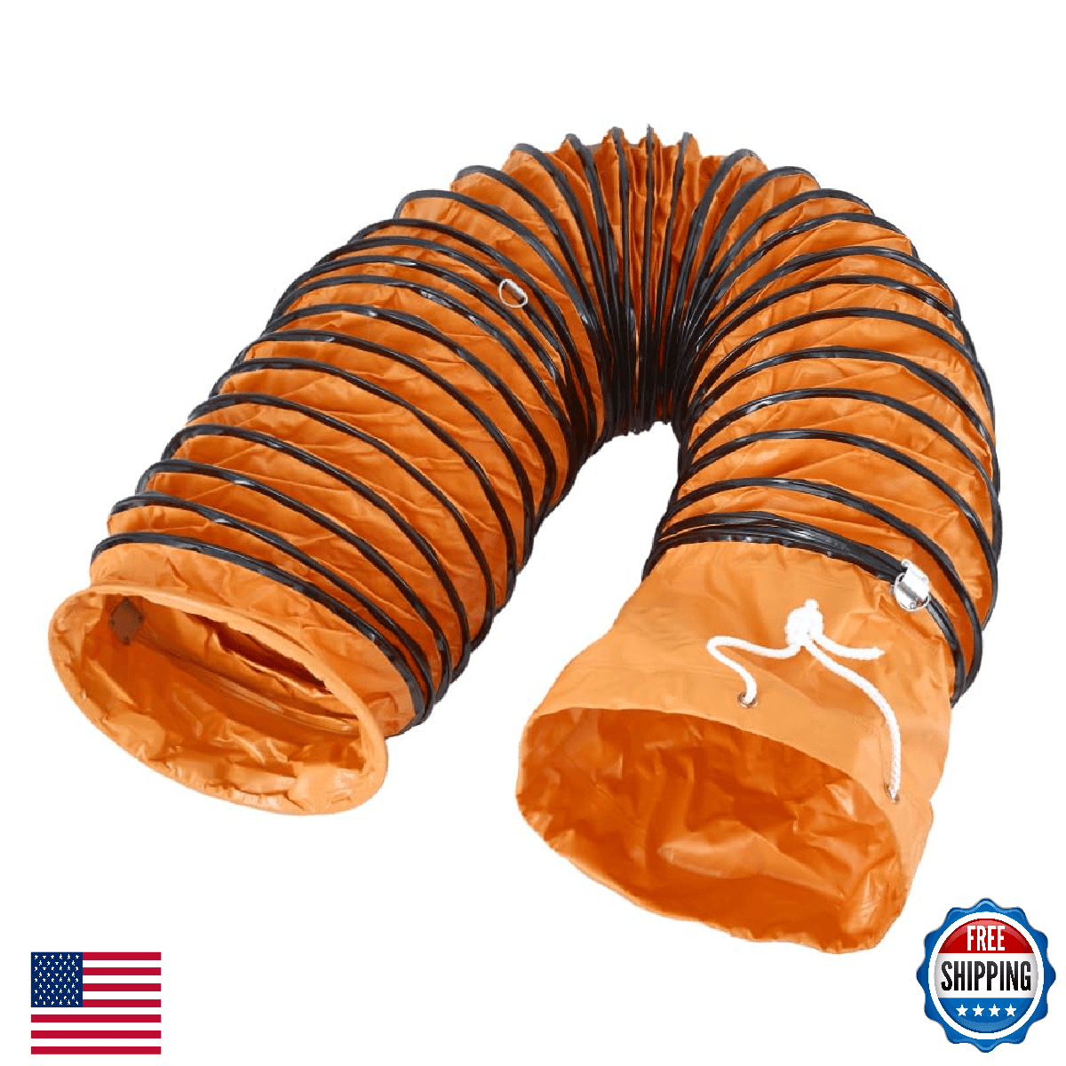 Flexible PVC Flame Retardant Duct Hose w/ S Hook & Steel Support 10in x 16ft - Image 1