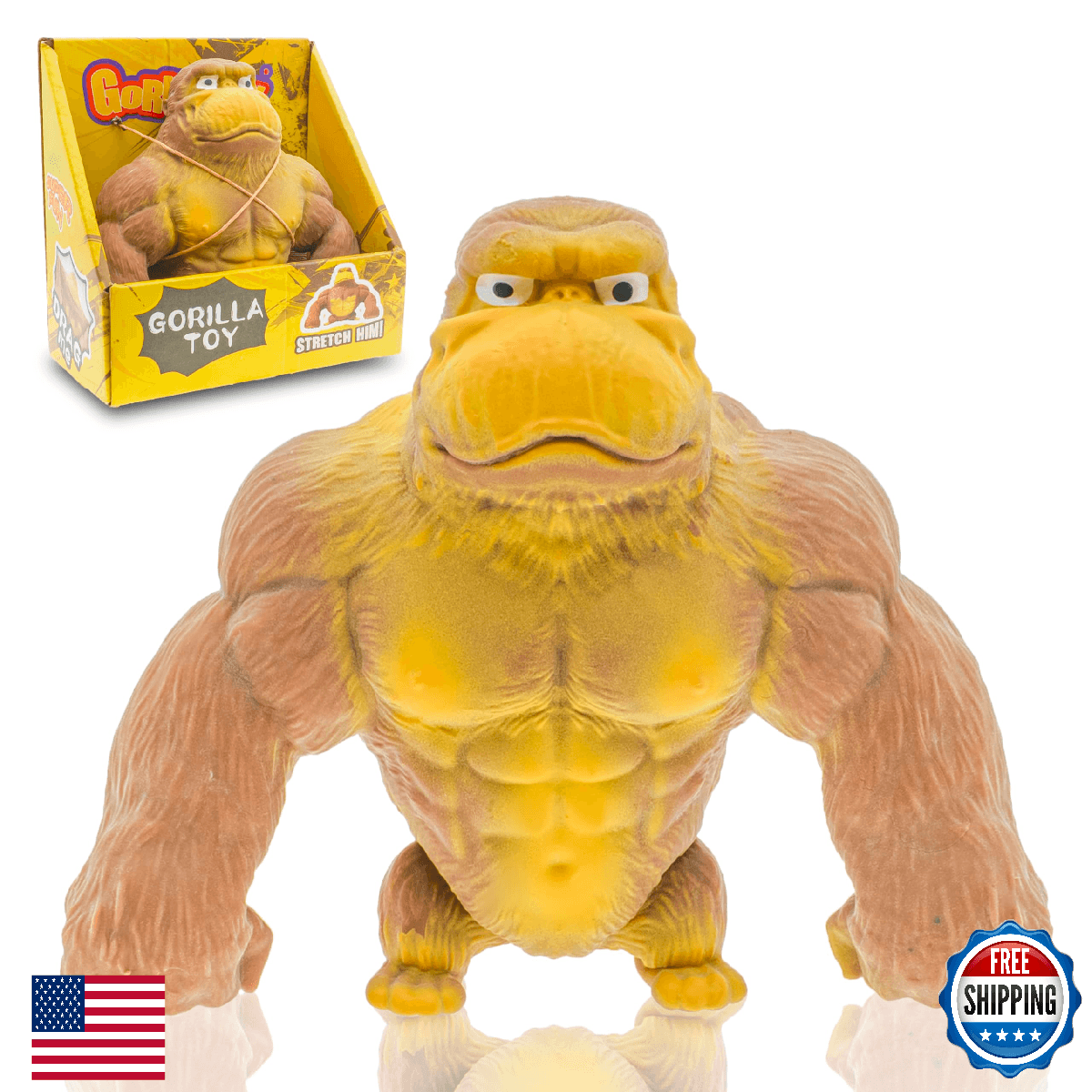 Stretchy Monkey Fidget Toy - Funny Brown Gorilla Stress Relief Toy, Squeeze and - Image 1