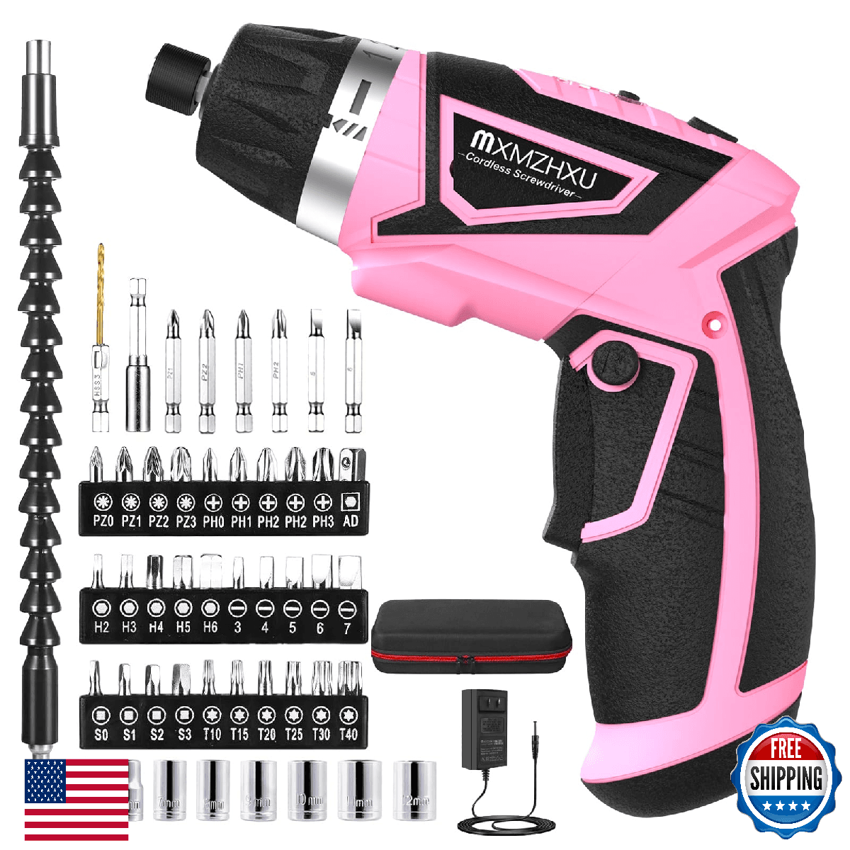 8V Cordless Screwdriver,6+1 Torque Max 10N·m Electric Power Screwdriver with 47 - Image 1