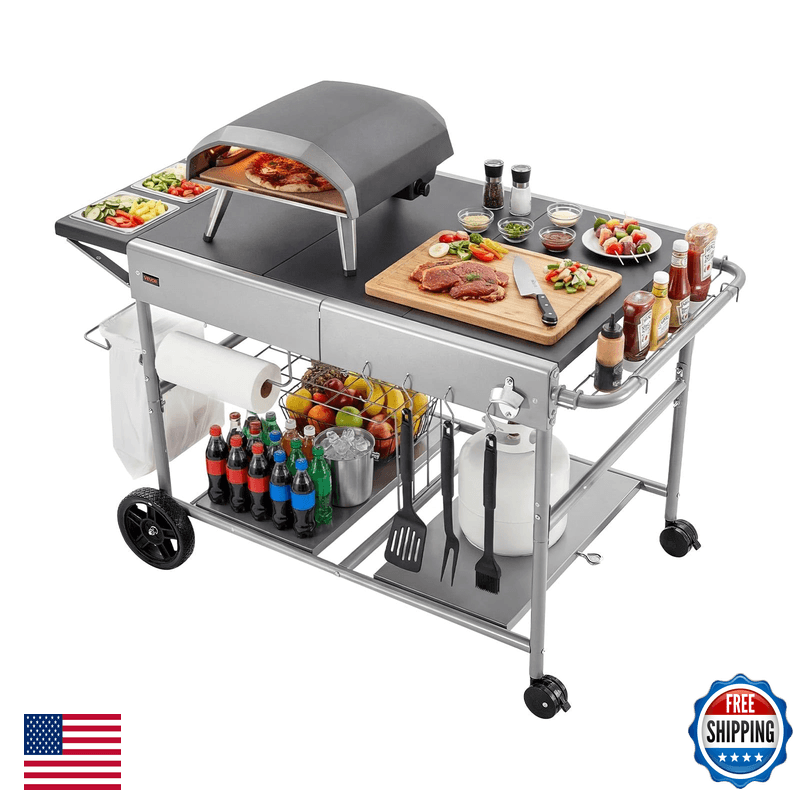Vevor Outdoor Grill Cart 36.4 X 23.4 X 1 Inch Tabletop Size Grilling Table - Image 1