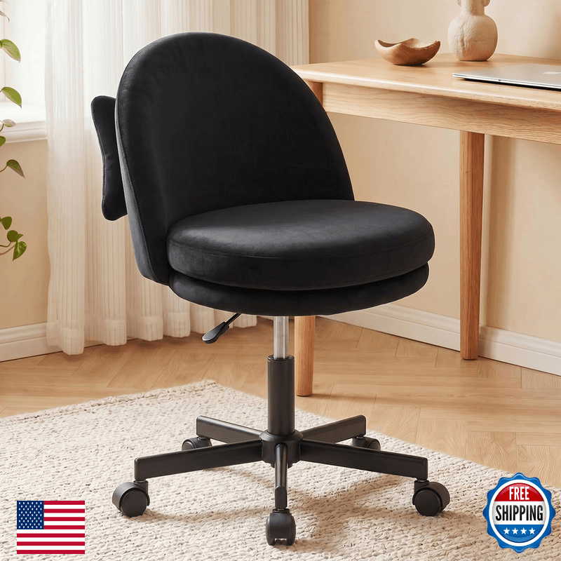 Gtplayer Velvet Tall Office Chair Wheels Vanity Chairs Back Versatile Height - Image 1