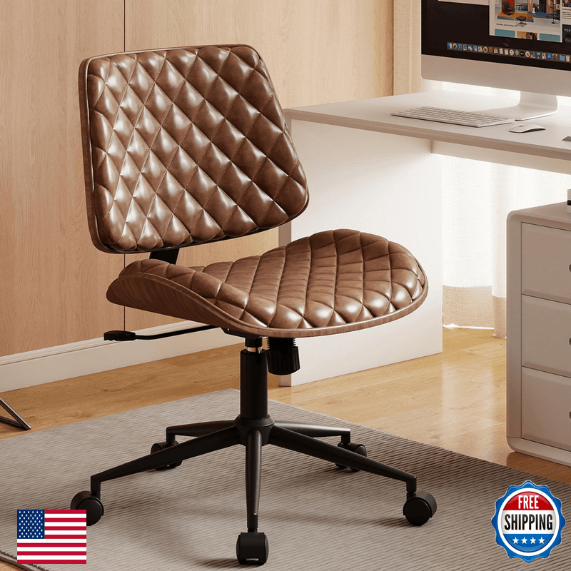 Furnimart Heavy-Duty Wood Office Chair 360 Swivel Faux Leather Small Desk Chair - Image 1