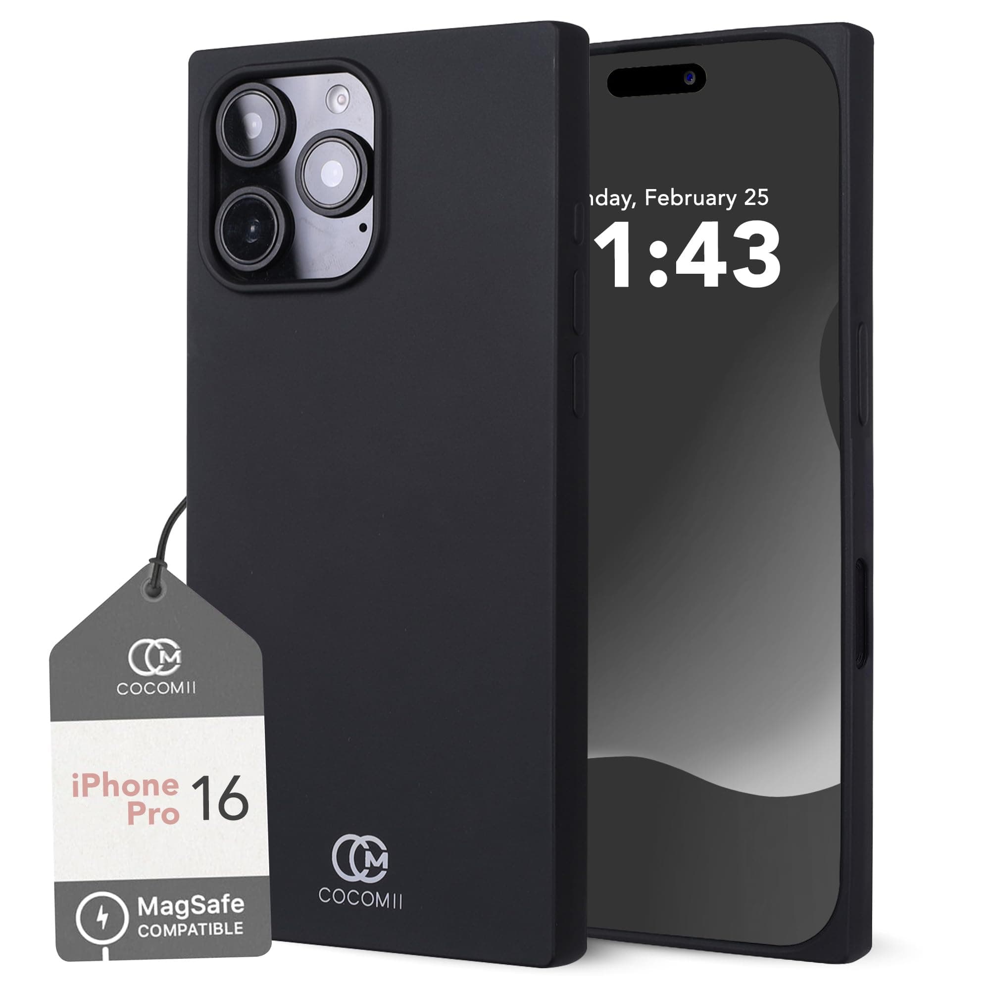 Cocomii Rectangle Case for iPhone 16 Pro, Compatible with MagSafe, Matte Black S - Image 1