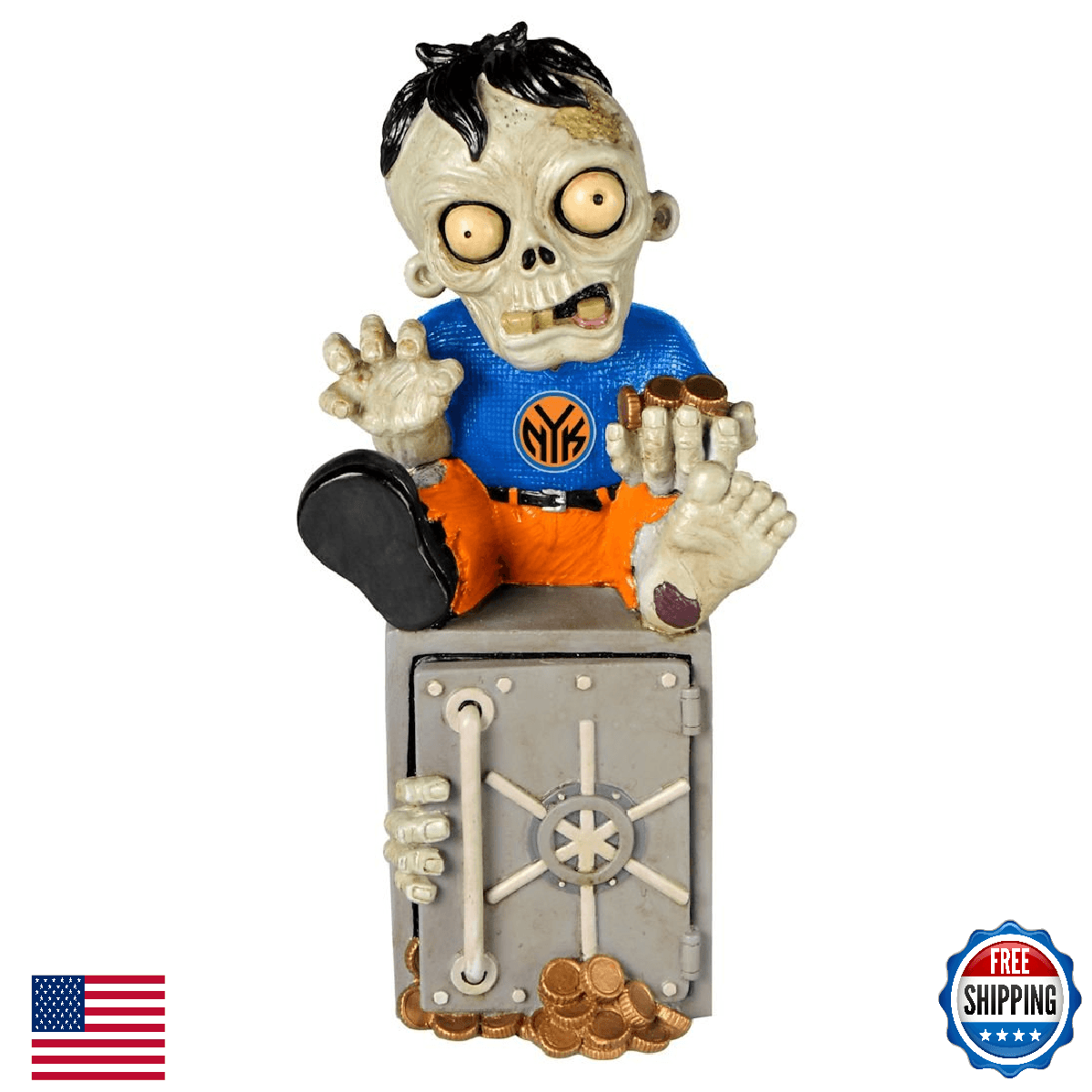 FOCO NBA New York Knicks Zombie Resin Bank - Officially Licensed - Image 1