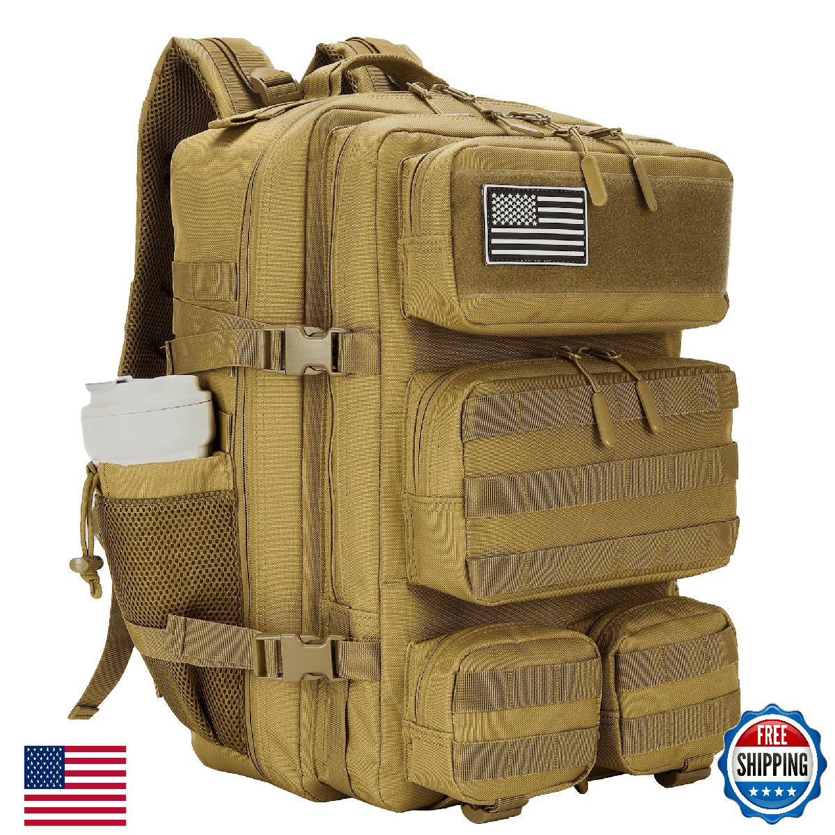 MoonWang 55L Tactical Backpack Heavy Duty Military Rucksack Molle Backpack 3 Day - Image 1