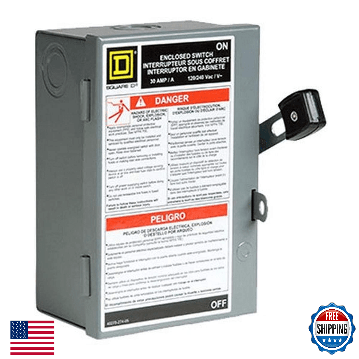 Square D L211N 30A Indoor Light Duty Fusible Safety Switch 120/240V Two-Pole Gra - Image 1