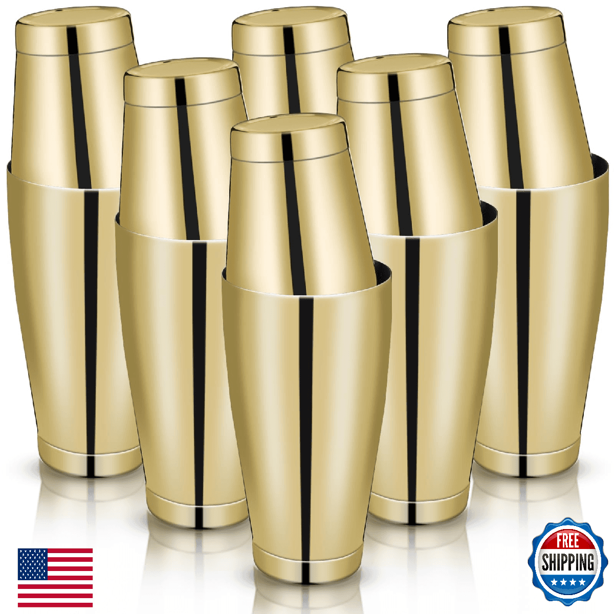 Lallisa 10pc Cocktail Shaker Bar Set, Boston Shakers, Stainless Steel, 18/28oz - Image 1