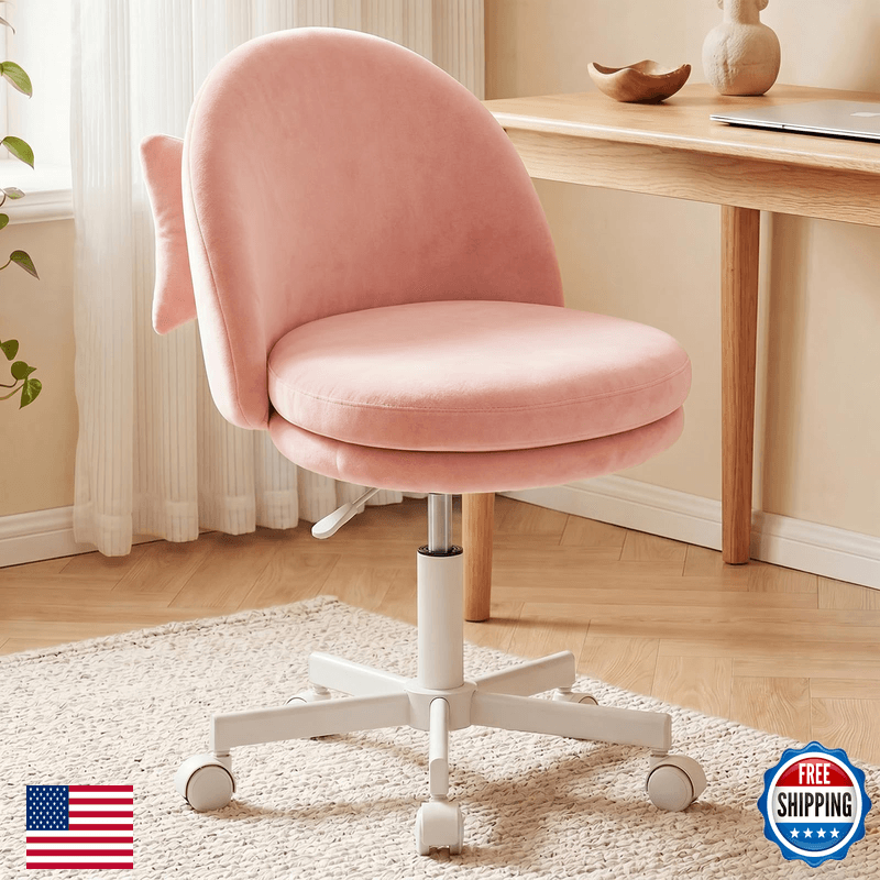 Gtplayer Velvet Tall Office Chair Wheels Vanity Chairs Back Versatile Height - Image 1