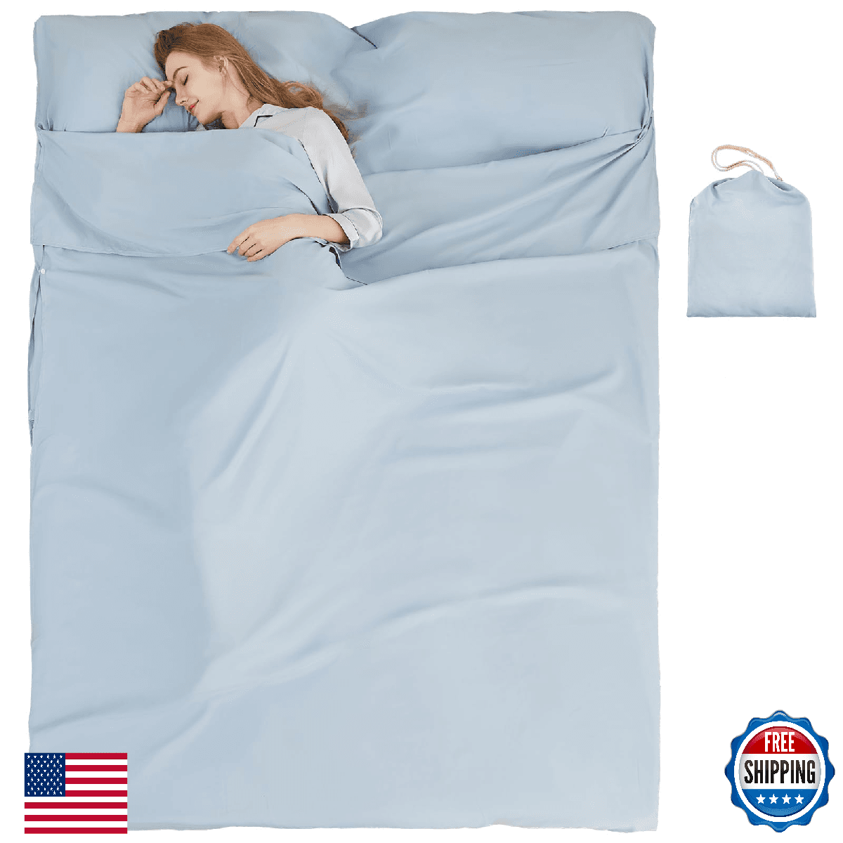 RHINSBENF Sleeping Bag Liner Camping Adult Sleep Sack Lightweight Travel Sheet f - Image 1