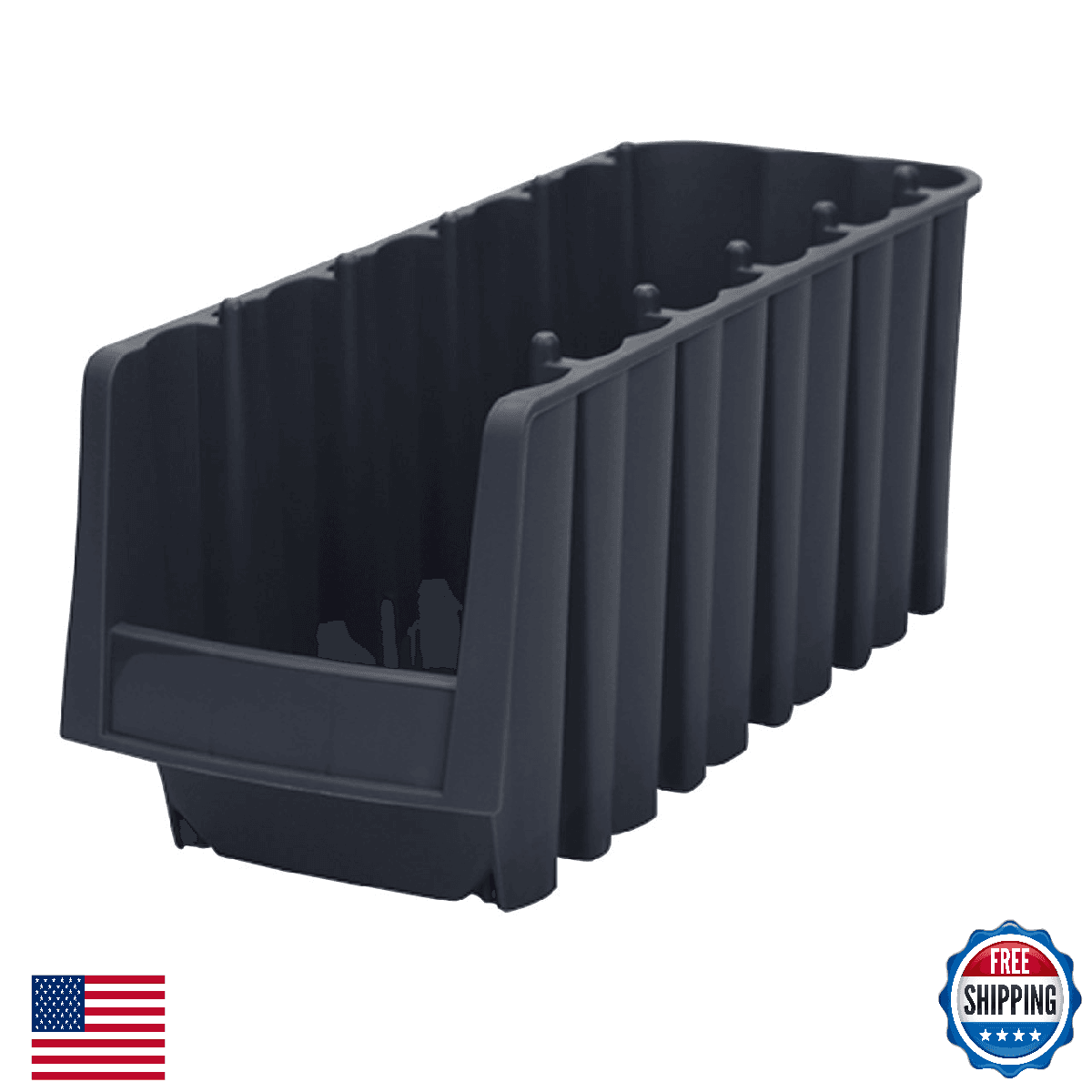 Akro-Mils 30718 Economy Stacking Shelf Plastic Storage Bins 12x8.375x5 Black 8 P - Image 1