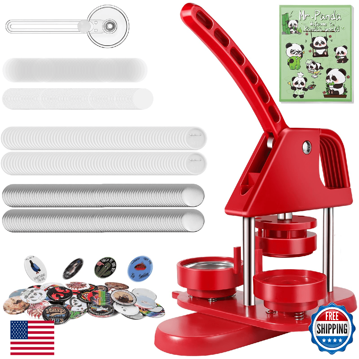 Hicdaw 58MM 2.25 inch Button Maker Machine Kit Easy DIY Pin Maker with Free Butt - Image 1