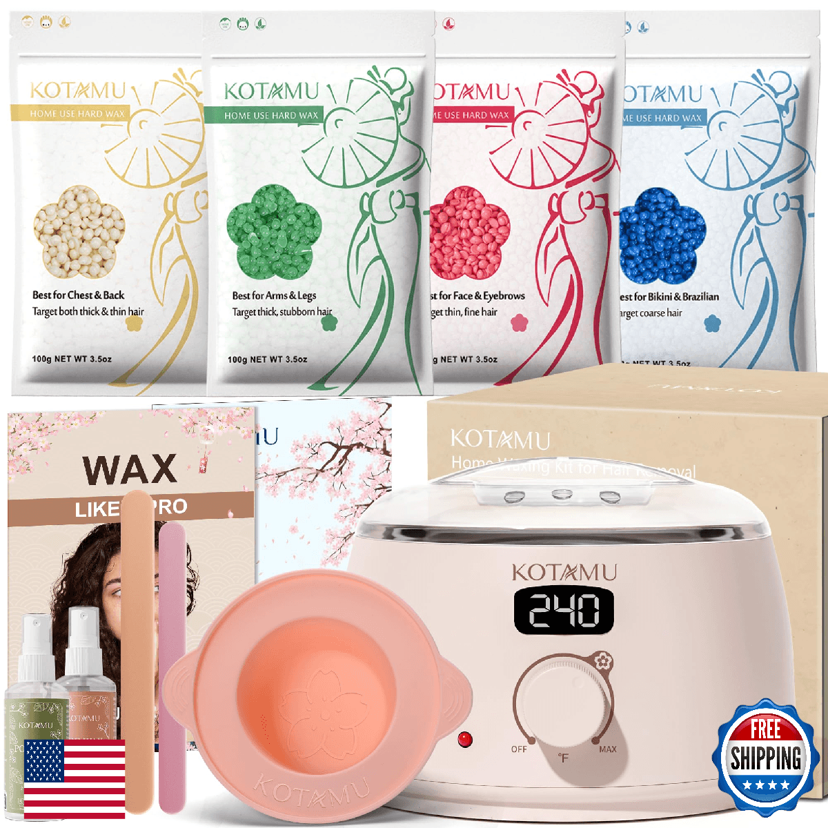 KOTAMU Waxing Kit for Women & Men, Wax Warmer for Hair Removal, Digital Wax Kit - Image 1