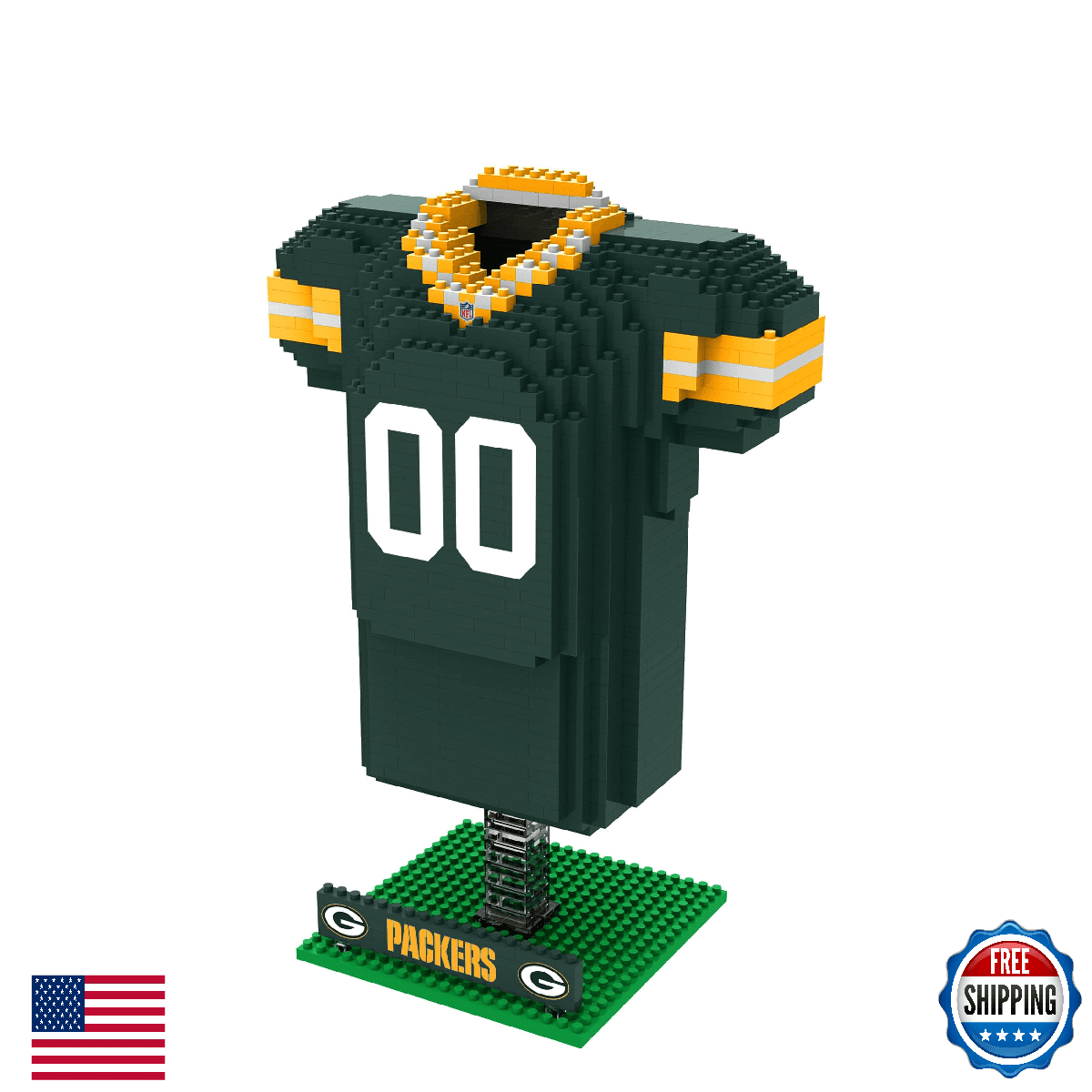 FOCO Green Bay Packers NFL 3D BRXLZ Jersey Puzzle Building Set - Image 1