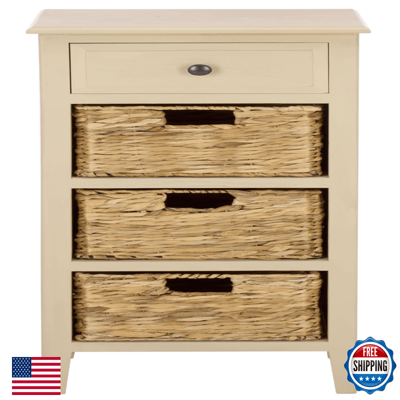 Safavieh Home Collection Michaela Sand 4-Drawer Storage Unit Natural Rattan - Image 1