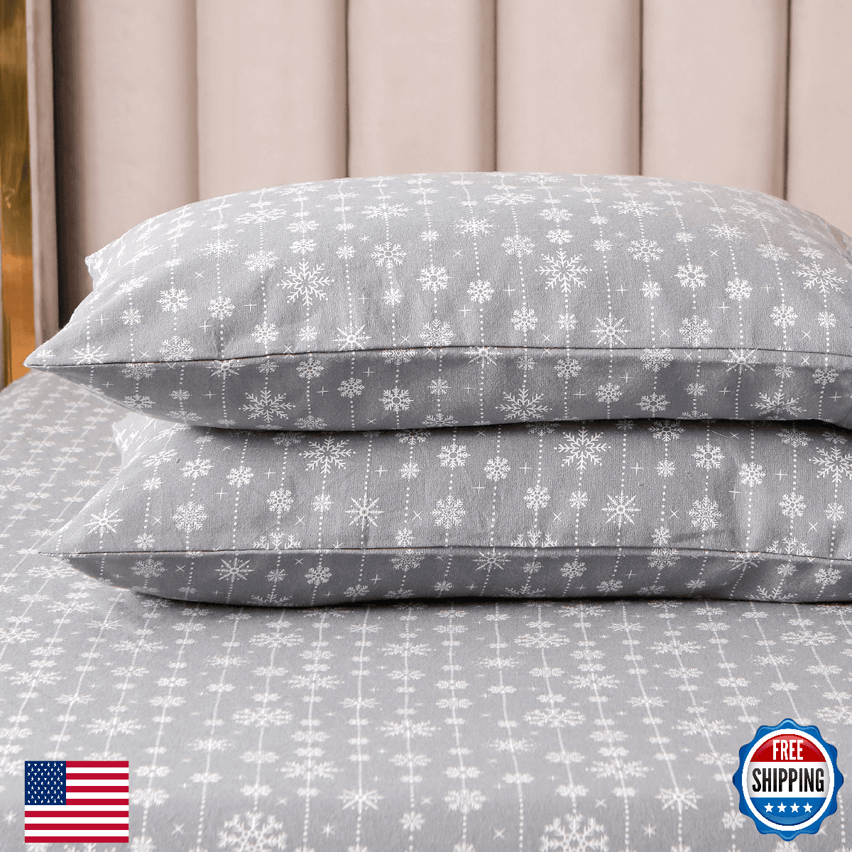 Elegant Comfort 4-Piece 100% Turkish Cotton Flannel Sheet Set - Holiday - Image 1