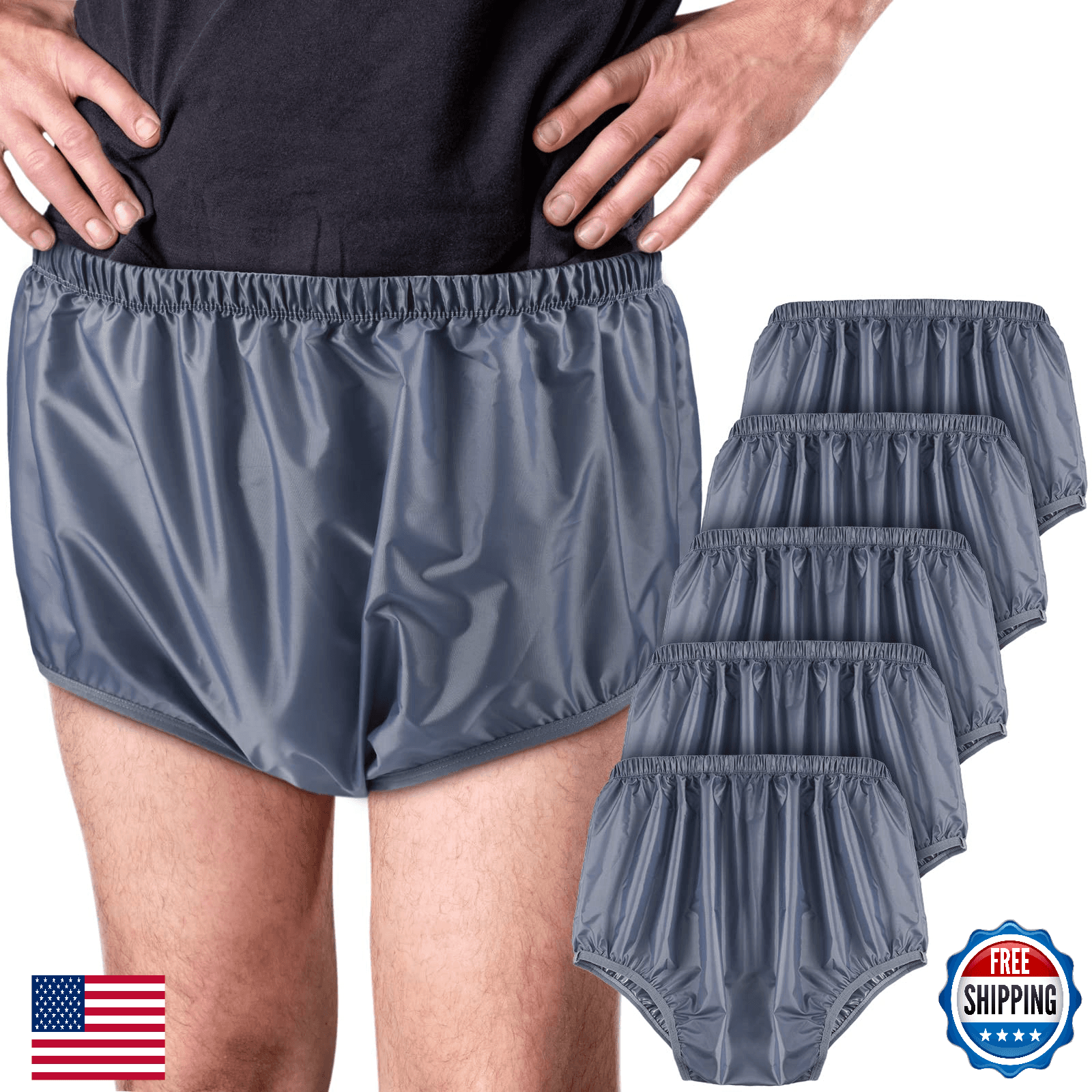 5 Pc Adult Reusable Leakproof Incontinence Underwear Waterproof Pants Gray XL - Image 1