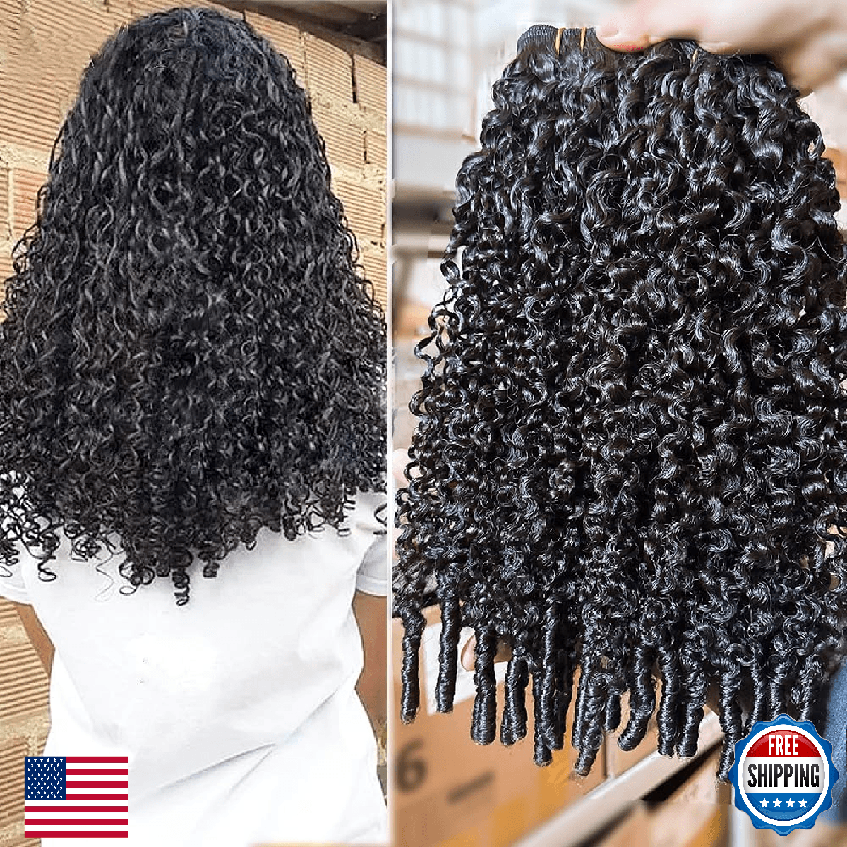 Burmese Curly Clip in Hair Extensions Human Hair 3C4A Lace Clip in Human Hair Ex - Image 1