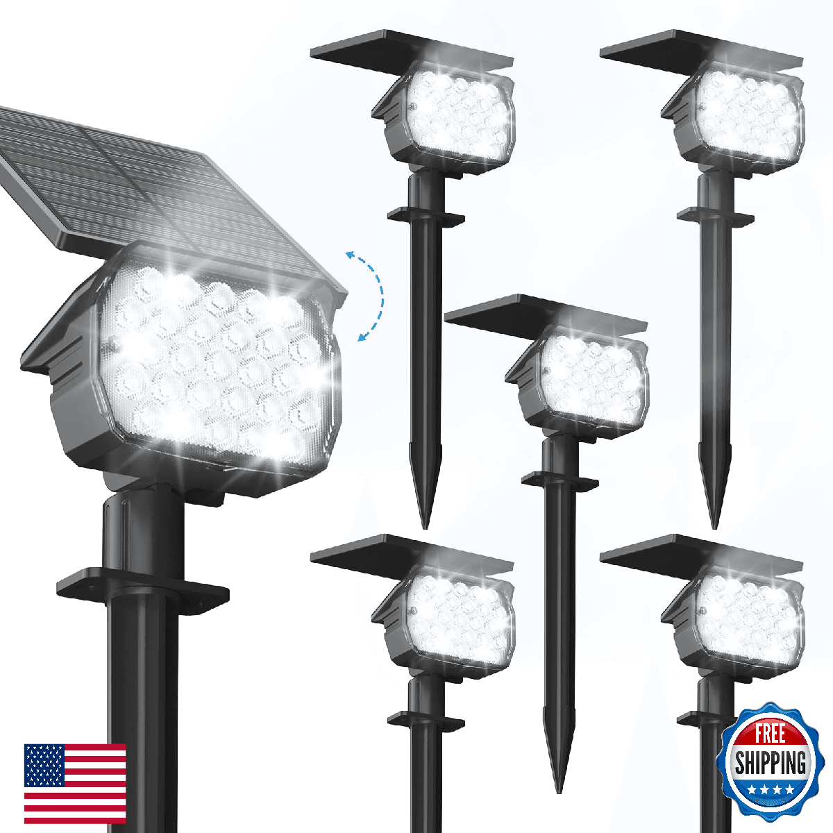 VOLISUN Solar Spot Light Outdoor, 27 LED, IP67 Waterproof Landscape Uplighting - Image 1