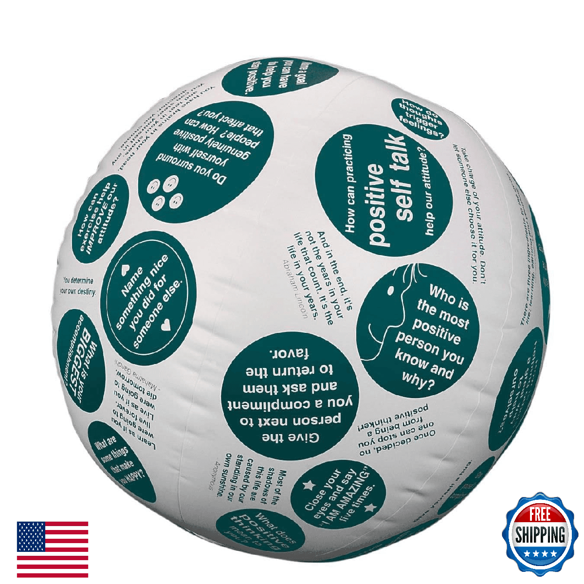S&S Worldwide Toss 'n Talk-About Positive Attitude Ball | 16" Dia - Image 1