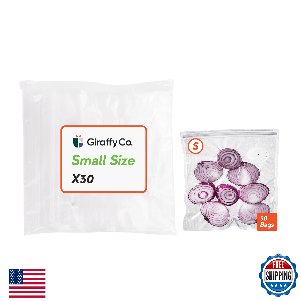 Giraffy Co. Reusable Food Sealer Bags 30 Small 22x21cm BPA-Free Leakproof Odor-R - Image 1